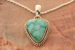 Artie Yellowhorse Genuine Kingman Turquoise Sterling Silver Navajo Pendant
